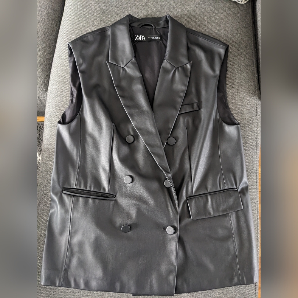 ZARA Oversized Faux Leather Vest